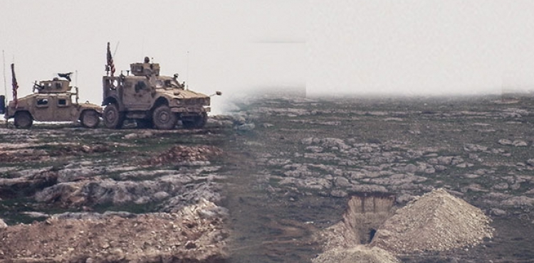 ABD askerleri nbet tuttu, YPG'liler hendek kazd