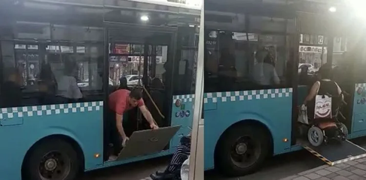 Antalya'da otobüs şoförünün engelleri aşan hareketi