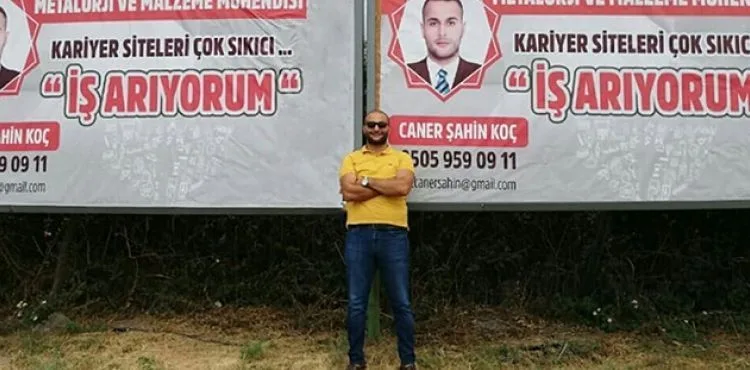 Genç mühendis billboard ilanıyla iş arıyor