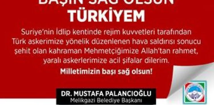 BAŞKAN PALANCIOĞLU'NDAN BAŞSAĞLIĞI MESAJI