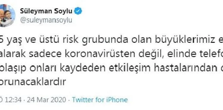 Bakan Soylu: Büyüklerimiz evde kalarak, etkileşim hastalarından da korunacak