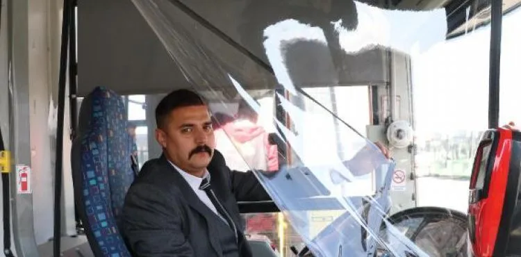 Kayseri'de otobüslerde koronavirüse karşı brandalı önlem
