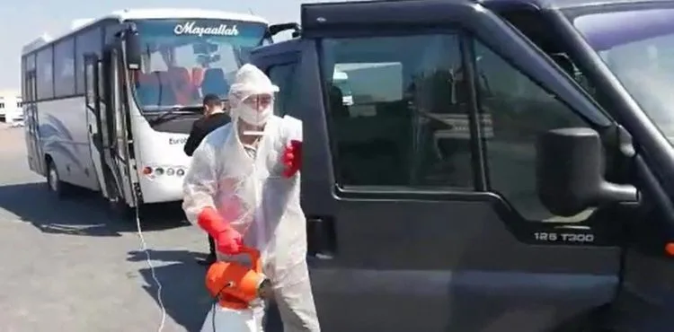 Kayseri OSB'de işçi servisleri dezenfekte edildi
