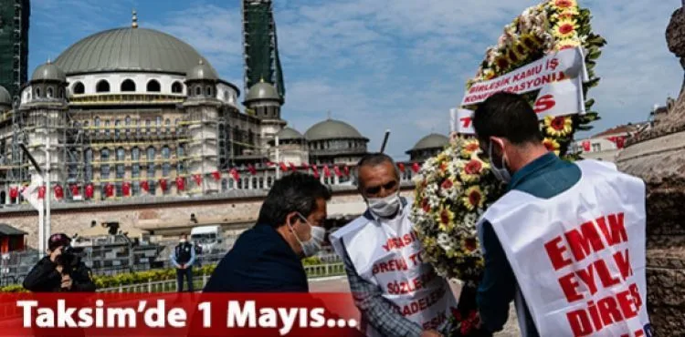 Sendikalar Taksim Cumhuriyet Anıtı'na çelenk bıraktı