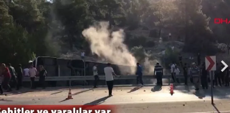 Mersin Mut'ta askerleri taşıyan otobüs devrildi
