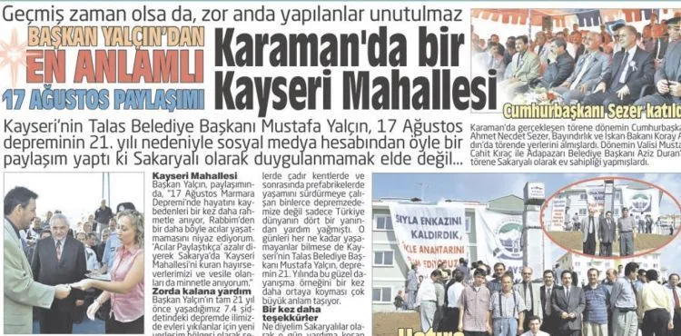 BAŞKAN YALÇIN’IN PAYLAŞIMI SAKARYA’DA YANKI BULDU