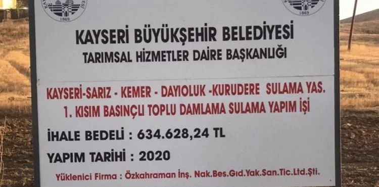 BÜYÜKŞEHİR’DEN SARIZ’A “DAMLAMA SULAMA PROJESİ”
