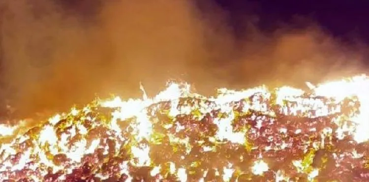 Kayseri’de, 5 ton saman balyası yandı