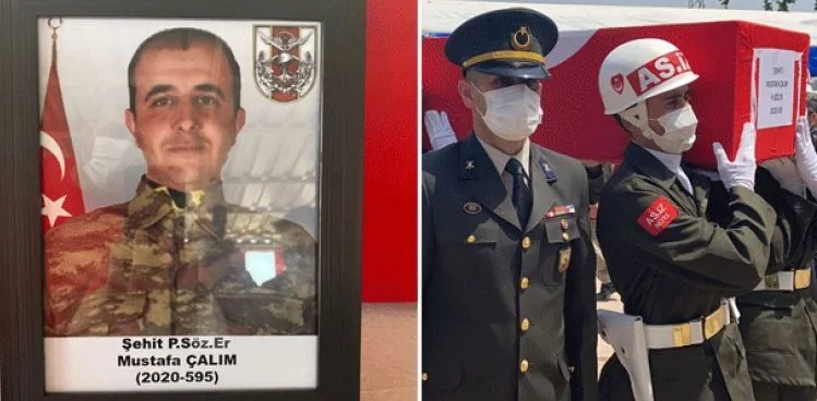 Şehit Sözleşmeli Er Mustafa Çalım, son yolculuğuna uğurlandı