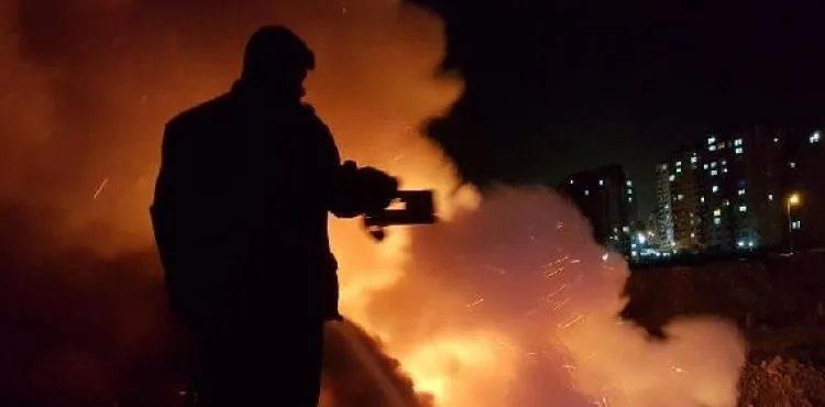 Eski taş ocağı arazisinde çıkan yangın korkuttu
