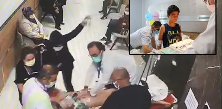 Kalbine 13 santim korkuluk giren çocuğa sedye üzerinde hayat kurtaran müdahale
