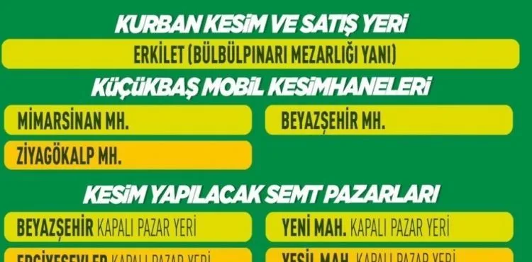 KOCASİNAN’DAN 12 AYRI NOKTADA PROFESYONEL KURBAN HİZMETİ ı