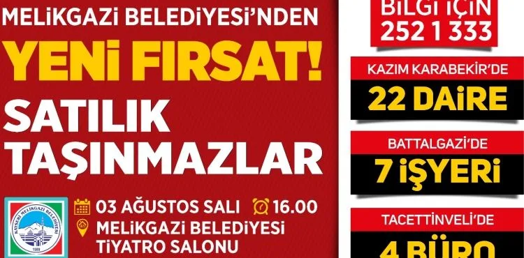 MELİKGAZİ BELEDİYESİ’NDEN, YEPYENİ YATIRIM FIRSATLARI