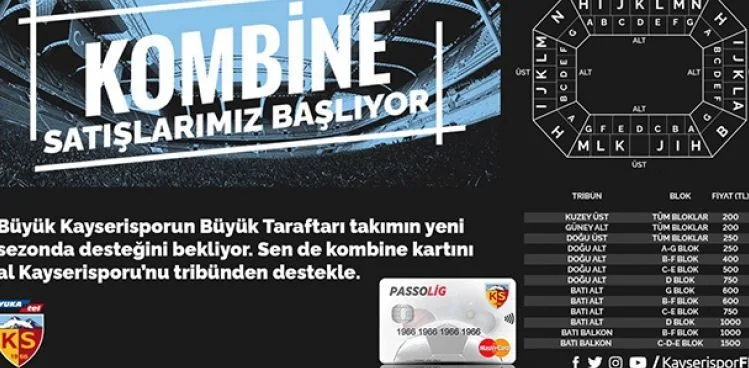 Kayserispor'da kombine bilet fiyatları belli oldu