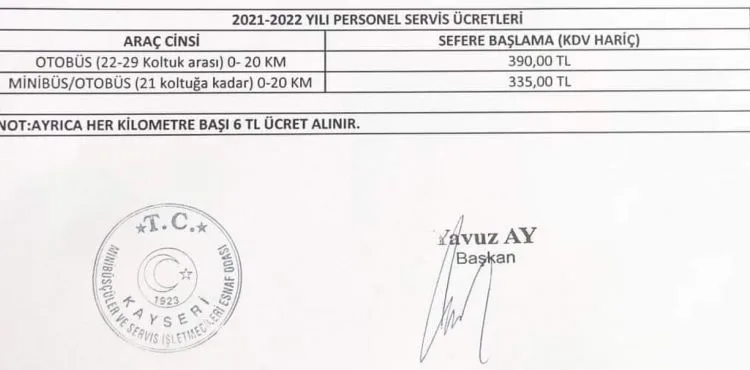 Öğrenci Servisi Yeni Fiyatları Güncellendi