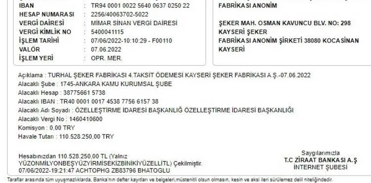 Kayseri Şeker’den ‘Turhal Şeker Fabrikası’ açıklaması