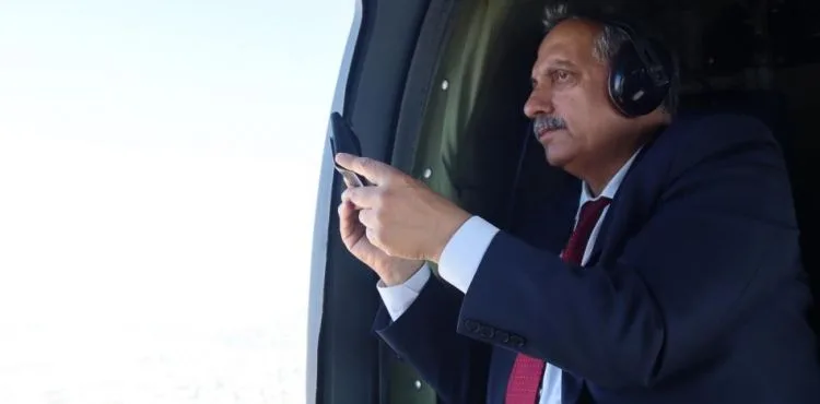 Başkan Yalçın Talas'ı helikopterden denetledi