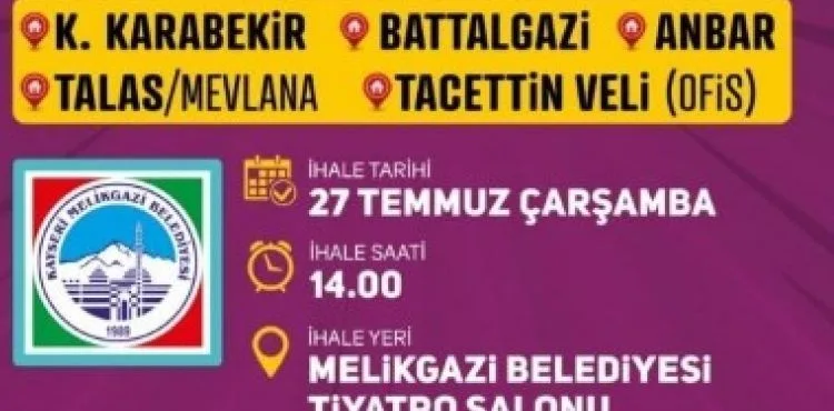 MELİKGAZİ’NİN DAİRE VE OFİS İHALESİNİ KAÇIRMAYIN!