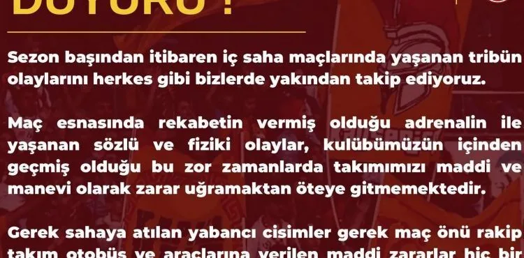 Kapalıkale Taraftar grubundan uyarı