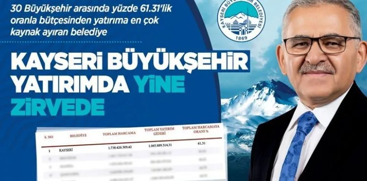 BAŞKAN BÜYÜKKILIÇ İLE KAYSERİ, 30 BÜYÜKŞEHİR ARASINDA YİNE ZİRVEDE
