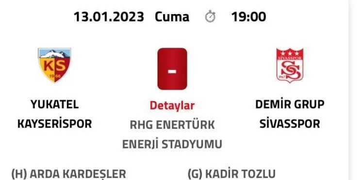 Kayserispor - Sivasspor maçının saati değişti