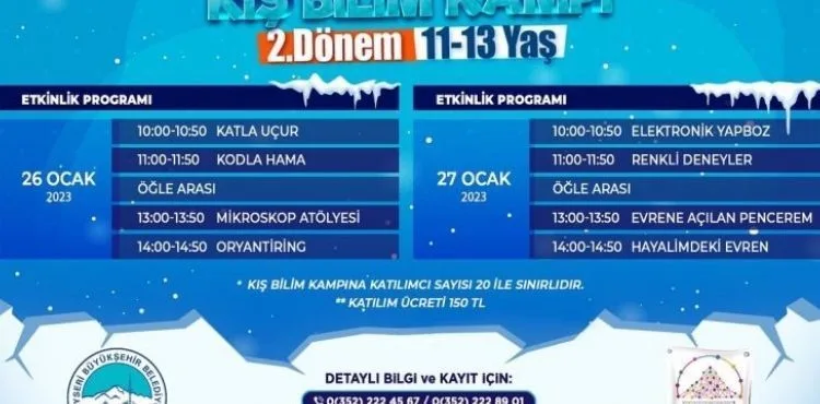 BÜYÜKŞEHİR’DEN KIŞ BİLİM KAMPI
