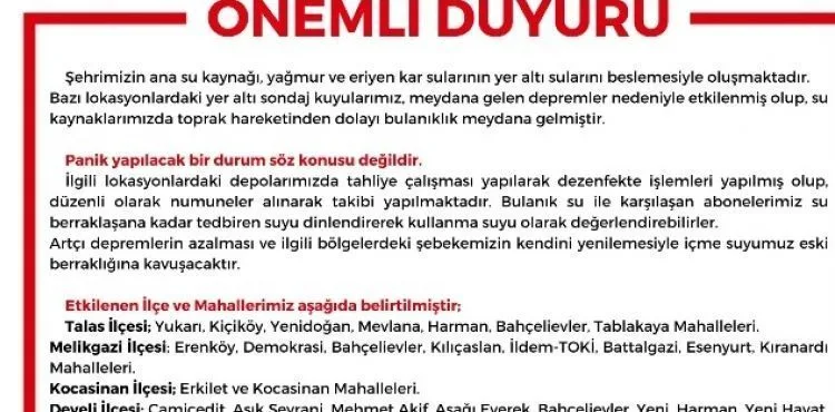 KASKİ’DEN ÖNEMLİ DUYURU!
