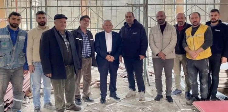 BAŞKAN BÜYÜKKILIÇ, BÜYÜKŞEHİR İLE HAYIRSEVER İŞ BİRLİĞİNDE YAPIMI DEVAM EDEN CAMİ İNŞAATINI İNCELEDİ
