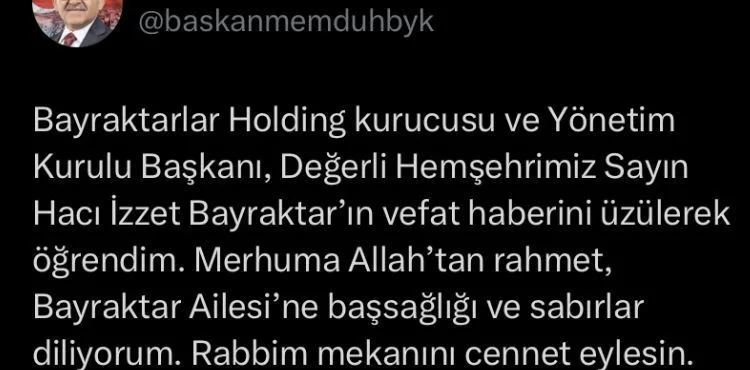 Kayserili iş insanı İzzet Bayraktar vefat etti