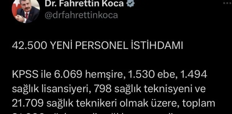 Sağlık Bakanlığı’na 42 bin 500 personel alınacak