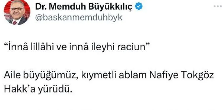 Başkan Büyükkılıç’ın acı günü