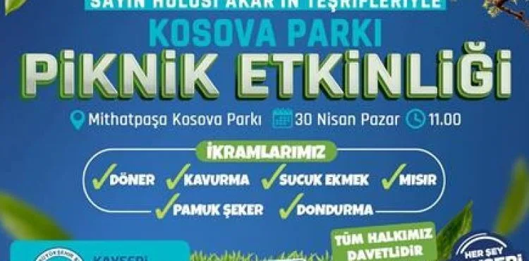 BÜYÜKŞEHİR, VATANDAŞLA PİKNİK ETKİNLİĞİNDE BULUŞUYOR