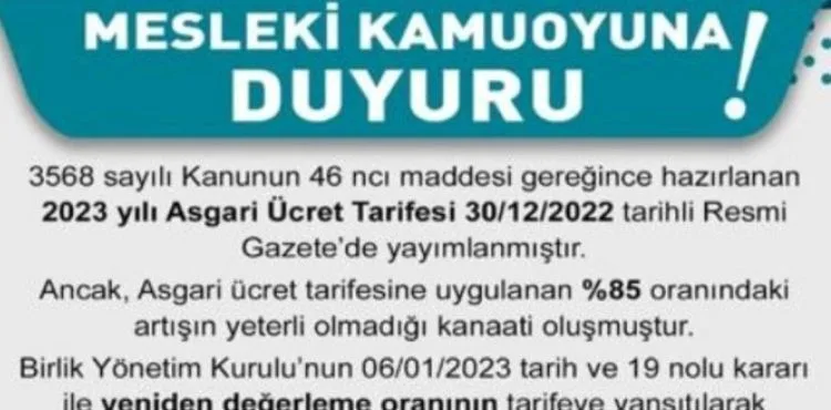 TÜRMOB’dan asgari ücrete zammın yüzde 35 olarak uygulanması önerisi