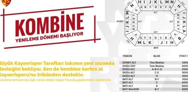 Kayserispor kombine bilet yenileme ve satış tarihi belli oldu
