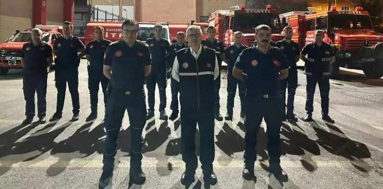 KAYSERİ İTFAİYESİ’NDEN MERSİN’E 4 ARAÇ, 13 PERSONEL İLE DESTEK