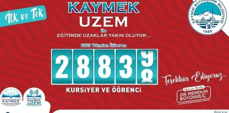KAYMEK UZEM İLE 28 BİN 838 ÖĞRENCİYE ÜCRETSİZ EĞİTİM