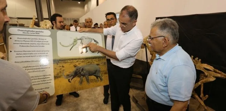 BAŞKAN BÜYÜKKILIÇ, 7,5 MİLYON YILLIK EŞSİZ FOSİLLERİN AYAĞA KALDIRMA ÇALIŞMALARINI İNCELEDİ