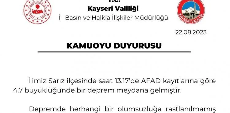Deprem sonrası valilikten açıklama