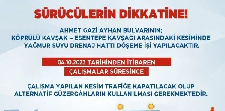BÜYÜKŞEHİR’DEN 10 MİLYON TL’LİK YAĞMUR SUYU DRENAJ HATTI