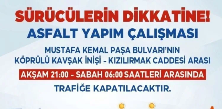 BÜYÜKŞEHİR’DEN MUSTAFA KEMAL PAŞA BULVARI’NDA “TAŞ MASTİK” ASFALT ÇALIŞMASI
