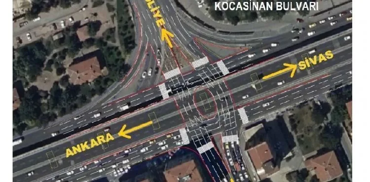 BÜYÜKŞEHİR’DEN, KOCASİNAN BULVARI-İSTASYON CADDESİ KAVŞAĞI’NA NEFES ALDIRACAK ÇALIŞMA