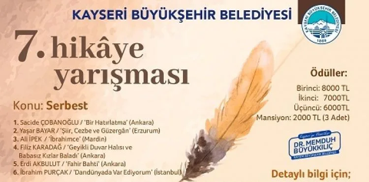 BÜYÜKŞEHİR’İN 7’NCİ HİKÂYE YARIŞMASI SONUÇLANDI