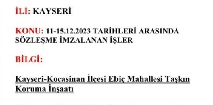 Ebiç Mahallesi Taşkın Koruma İnşaatı ihalesi yapıldı