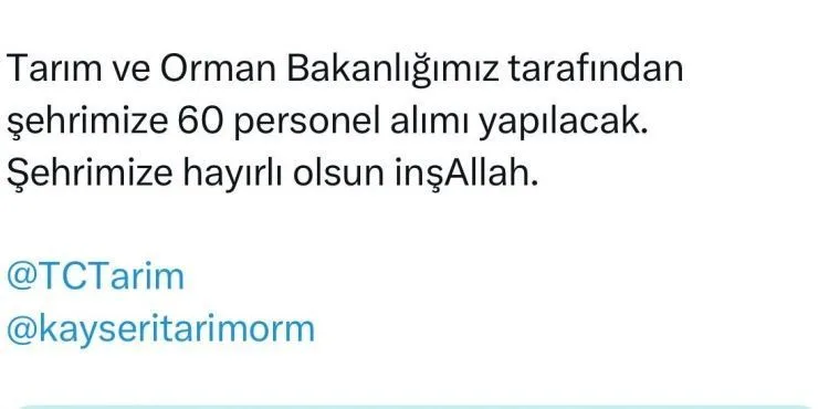 Vekil Özsoy, 60 personel alımı yapılacağını duyurdu
