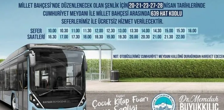 BÜYÜKŞEHİR’İN ÇOCUKLARA ÖZEL ŞENLİĞİ’NE ÜCRETSİZ ULAŞIM İMKÂNI
