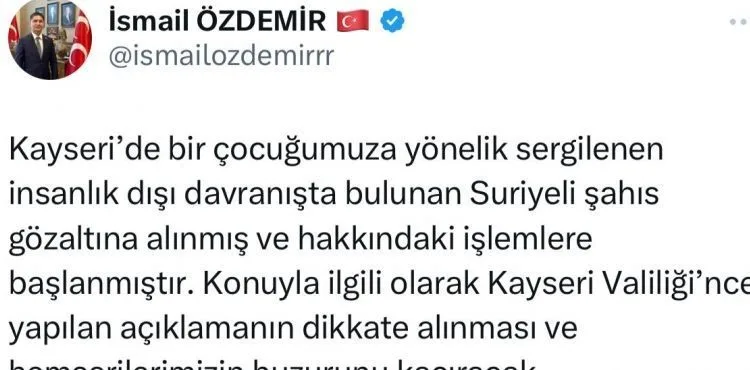 Milletvekili Özdemir, “Suriyeli misafirlerimizin mümkün olan en kısa sürede onurlu bir şekilde ülkelerine dönmelerinin sağlanması beklentimizdir”