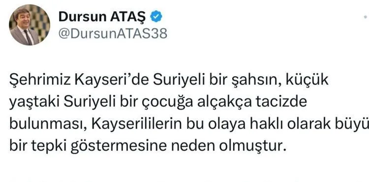 Milletvekili Ataş, “Ülkemizde ve şehrimizde Suriyeli istemiyoruz”