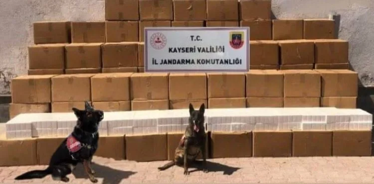 Kayseri- Ankara yolu üzerinde 6 bin 150 karton kaçak sigara ele geçirildi