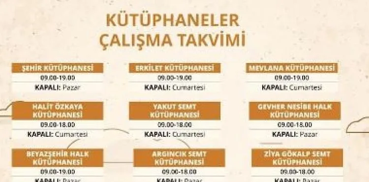 BÜYÜKŞEHİR KÜTÜPHANELERİNDE ÇALIŞMA TAKVİMİ GÜNCELLEMESİ YAPILDI
