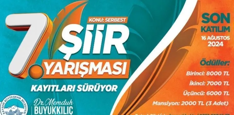 BÜYÜKŞEHİR’İN 7’NCİ ŞİİR YARIŞMASI İÇİN KAYITLAR SÜRÜYOR
